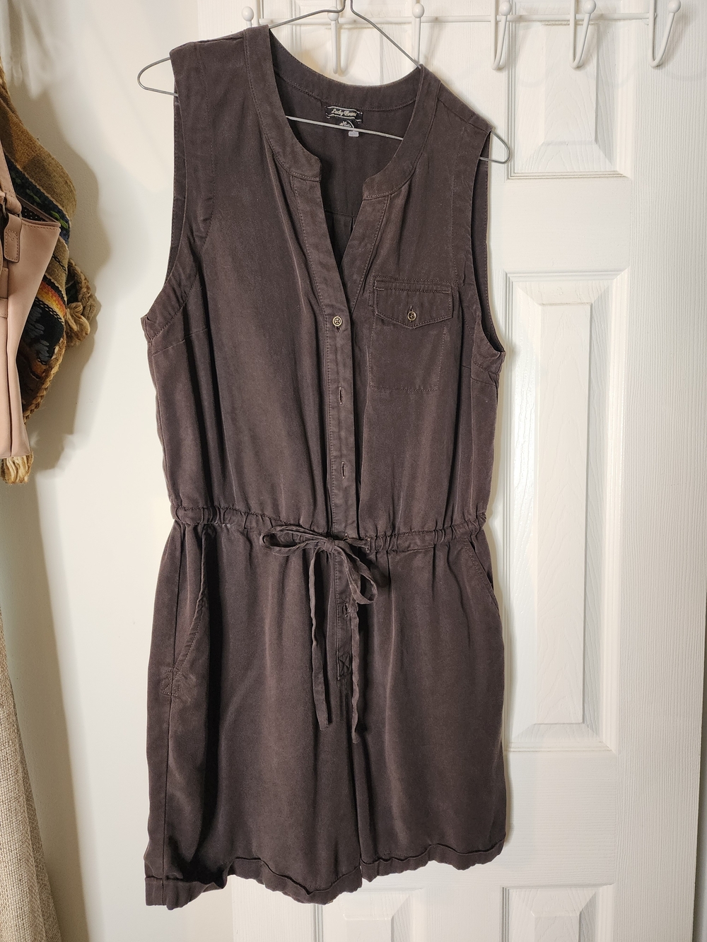 Lucky Brand Women's Sleeveless Drawstring Romper - Charcoal